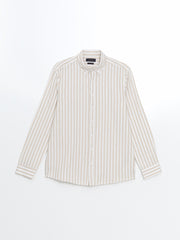 Regular Fit Long Sleeve Striped Poplin Men Shirt