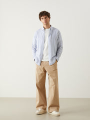 Regular Fit Long Sleeve Striped Poplin Men Shirt