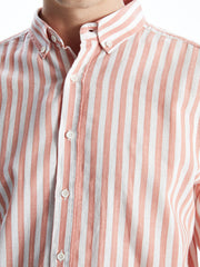 Regular Fit Long Sleeve Striped Poplin Men Shirt