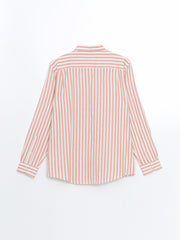 Regular Fit Long Sleeve Striped Poplin Men Shirt