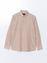 Slim Fit Long Sleeve Striped Poplin Men Shirt