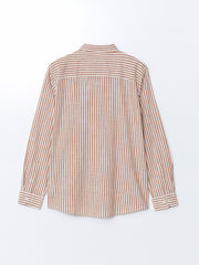 Slim Fit Long Sleeve Striped Poplin Men Shirt