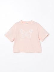 Crew Neck Girls Crop T-Shirt