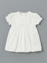 LCW baby Ecru Crew Neck Embroidered Baby Girl Dress