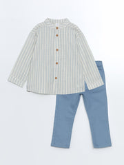 LCW Kids Striped Collar Boy Shirt And Trousers 2-Pack