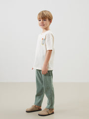 LCW Kids Beige Crew Neck Printed Boy T-Shirt