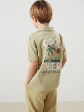 LCW Kids Khaki Resort Collar Printed Boys T-Shirt