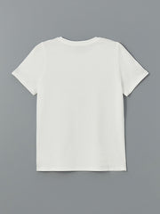 LCW Vision Ecru Crew Neck Leopard Printed Women T-Shirt