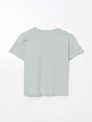 LCW Vision Green Crew Neck Printed Women T-Shirt