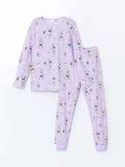 LCW Kids Crew Neck Girls Pajama Set
