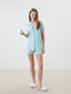 LCW DREAM Turquoise Shirt Collar Women Shorts Pajama Set