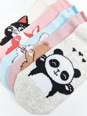 LCW Kids Gray Patterned Girls Booties Socks 5-Pack