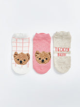 Bear Teddy Patterned Girls Booties Socks 5-Pack