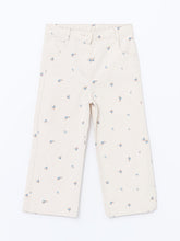 LCW Kids Ecru Elastic Waist Floral Girl Trousers