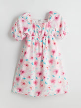 LCW Kids Pink Square Neck Floral Girl Dress