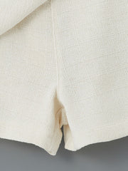 LCW Kids Ecru Elastic Waist Tweed Girls Shorts Skirt