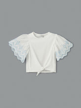 LCW Kids White Crew Neck Girls Crop T-Shirt