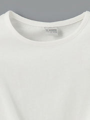 LCW Kids White Crew Neck Girls Crop T-Shirt