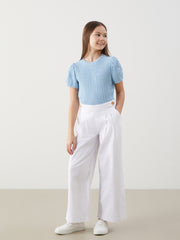 Crew Neck Textured Girls T-Shirt