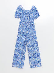 LCW Kids White Boat Neck Girl Jumpsuit