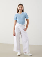 Elastic Waist Linen Blend Girl Trousers