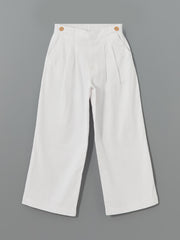 Elastic Waist Linen Blend Girl Trousers