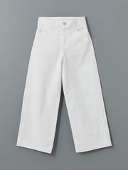 LCW Kids White Adjustable Waist Elastic Girl Trousers