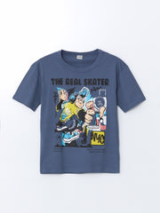 LCW Kids Crew Neck Nostalgic Monkey Printed Combed Cotton Boy T-Shirt