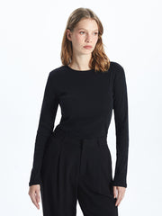 LCWAIKIKI Classic Blue Crew Neck Women Bodysuit