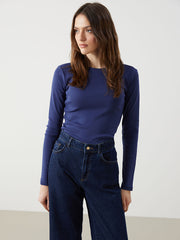 LCWAIKIKI Classic Blue Crew Neck Women Bodysuit