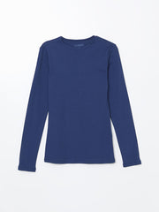 LCWAIKIKI Classic Blue Crew Neck Women Bodysuit