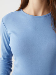 LCWAIKIKI Classic Blue Crew Neck Women Bodysuit