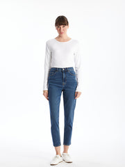 LCWAIKIKI Classic Blue Crew Neck Women Bodysuit