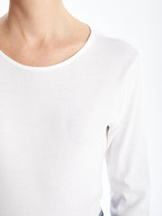 LCWAIKIKI Classic Blue Crew Neck Women Bodysuit