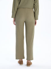 LCW Classic Elastic Waist Textured Women Trousers