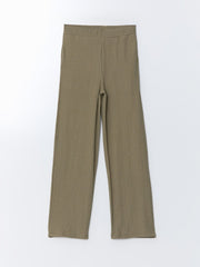 LCW Classic Elastic Waist Textured Women Trousers