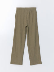 LCW Classic Elastic Waist Textured Women Trousers