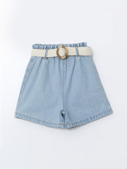 LCW Kids Elastic Waist Belted Girls Shorts