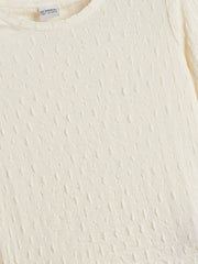 LCW Kids Crew Neck Textured Girls Crop T-Shirt