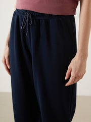 LCWAIKIKI Classic Navy Blue Elastic Waist Women Jogger Sweatpants