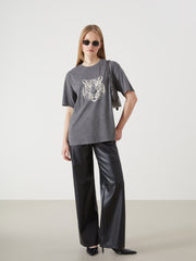 LCW Vision Crew Neck Leopard Printed Women T-Shirt