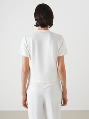 LCW Vision Ecru Stand Collar Stoned Women T-Shirt