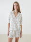 LCW Dream Shirt Collar Patterned Women Shorts Pajama Set