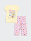 LCW Kids Yellow Crew Neck Girls Pajama Set