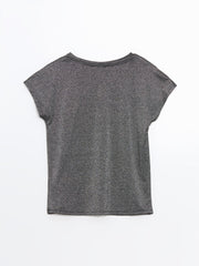 LCW Classic Stand Collar Shiny Look Women T-Shirt