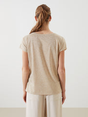 LCW Classic Stand Collar Shiny Look Women T-Shirt