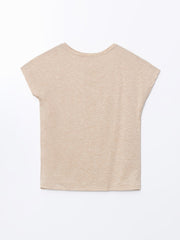 LCW Classic Stand Collar Shiny Look Women T-Shirt