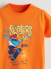 LCW Kids Crew Neck Boy Shorts Pajama Set