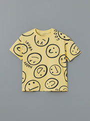 LCW Kids Ecru Crew Neck Printed Boys T-Shirt 2-Pack