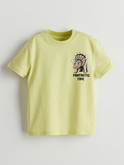 LCW Kids Ecru Crew Neck Dinosaur Printed Boys T-Shirt 3-Pack